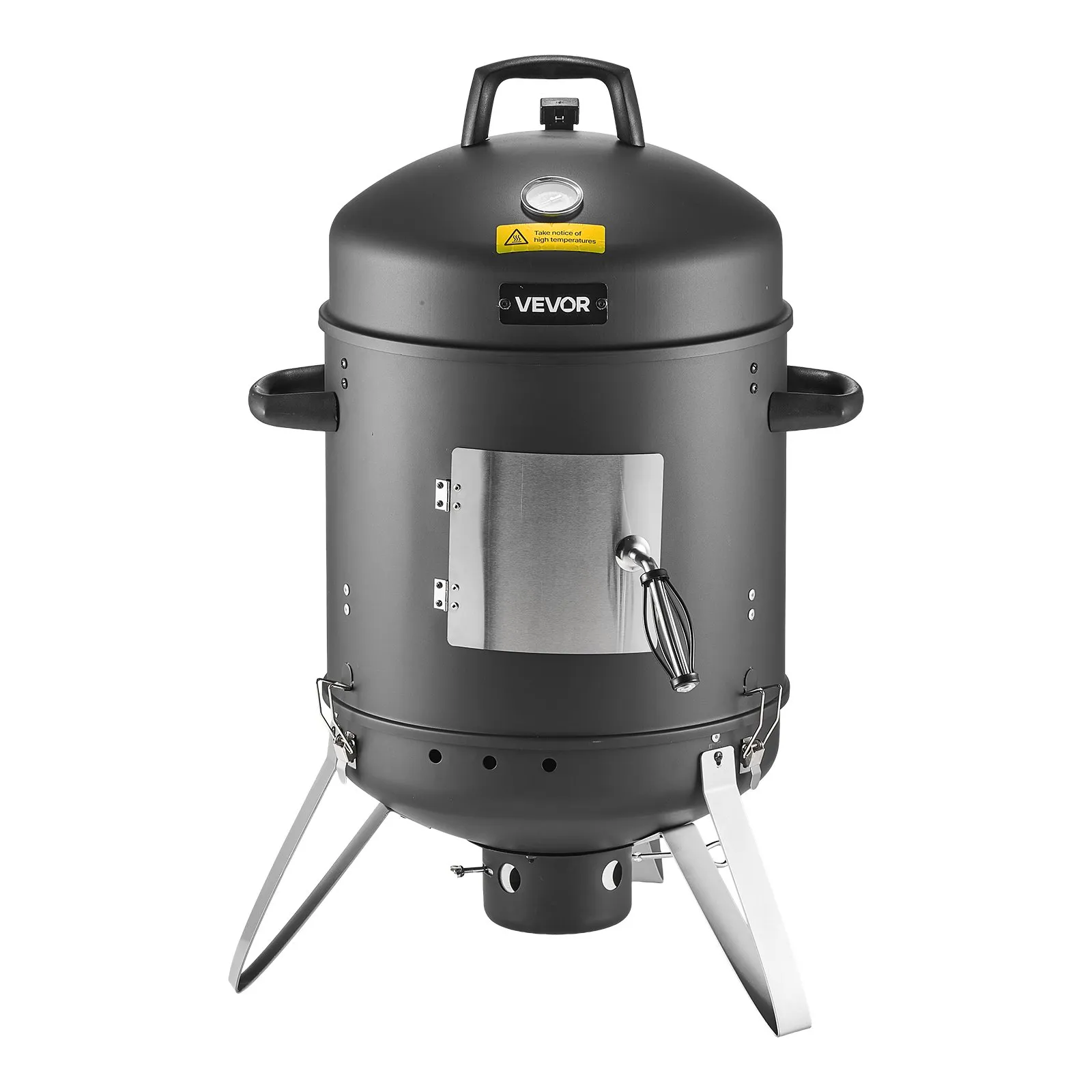 Ahumador vertical de carbón Vevor 40 cm con 2 parrillas y termómetro — ahumador vertical de carbón