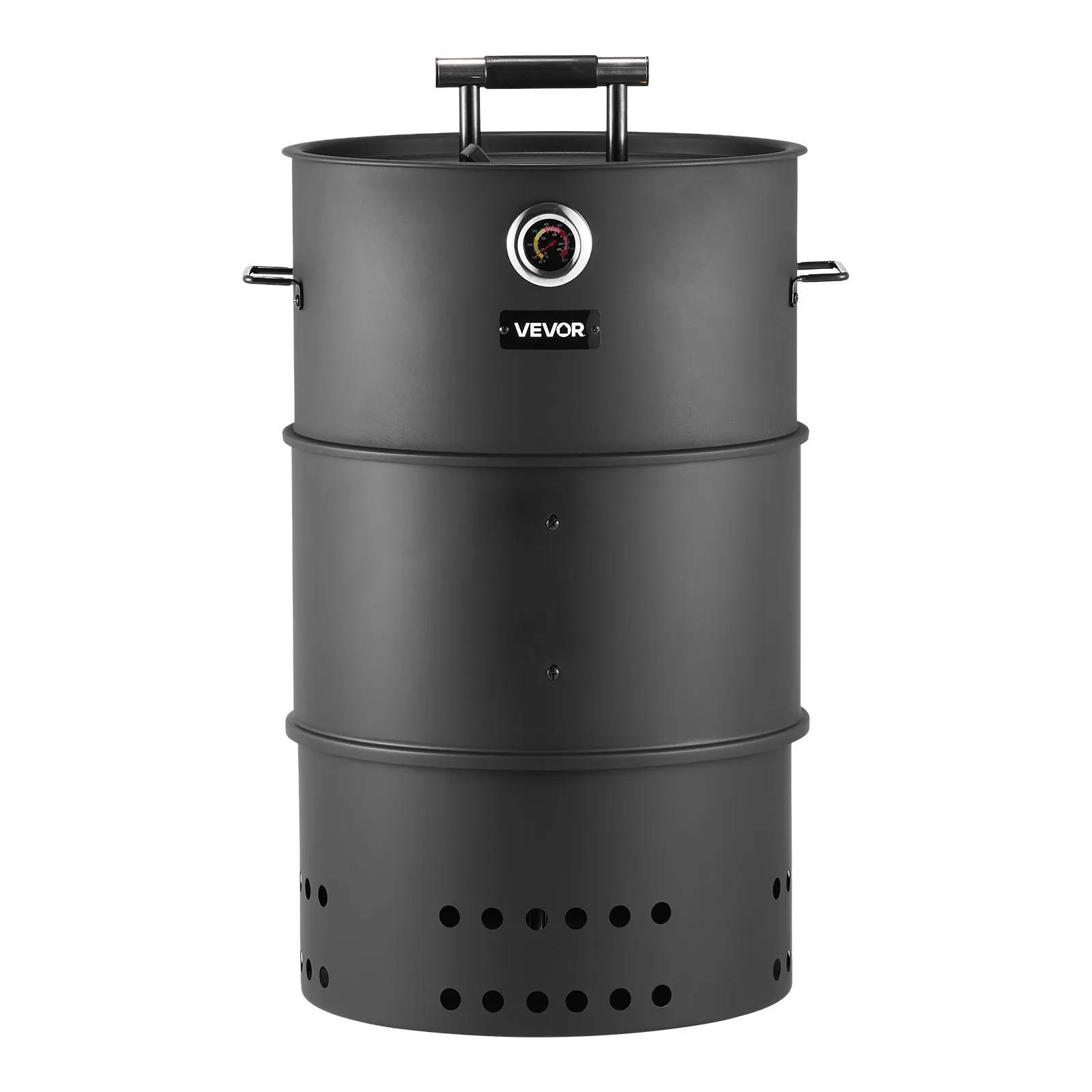 Ahumador vertical de carbón Vevor 47 cm 4 en 1 con barra y 6 ganchos — ahumador vertical de carbón