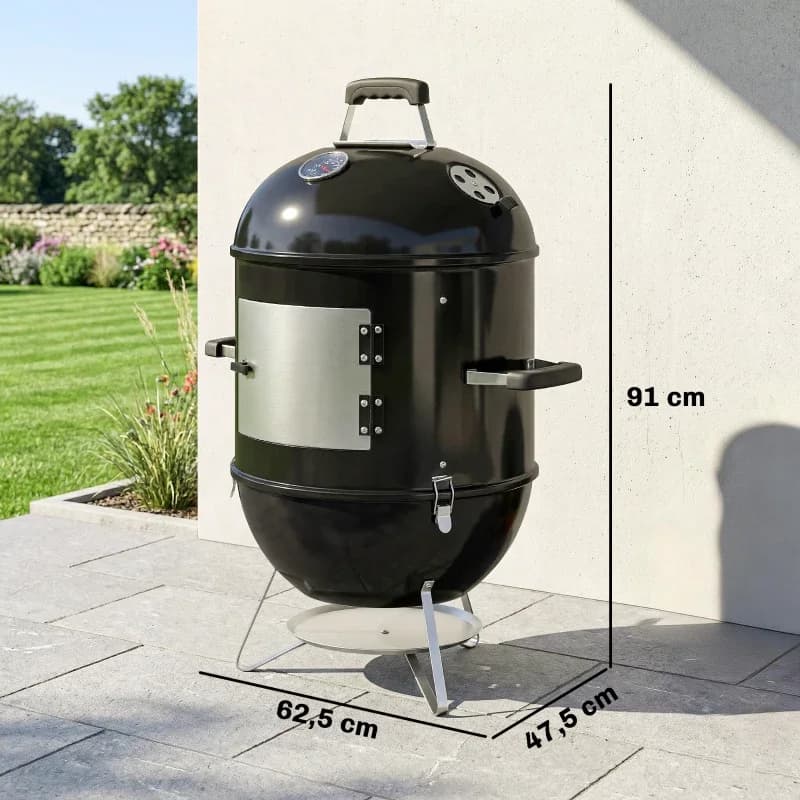 Ahumador vertical Outsunny 3 en 1 con 3 parrillas y termómetro: medidas y dimensiones