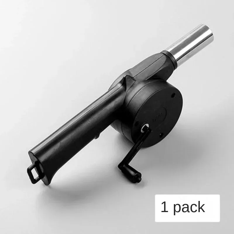 Avivador de brasas manual de manivela con tubo de acero inoxidable: sostenido en la mano para ver el tamaño