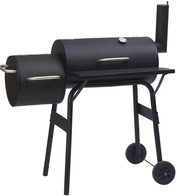 Barbacoa ahumadora de barril JARDIN202 Miami 114 cm con chimenea — barbacoa ahumadora de barril