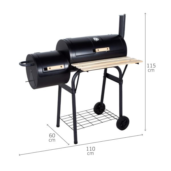 Barbacoa de carbón con ahumador Aktive 110 cm: medidas y dimensiones