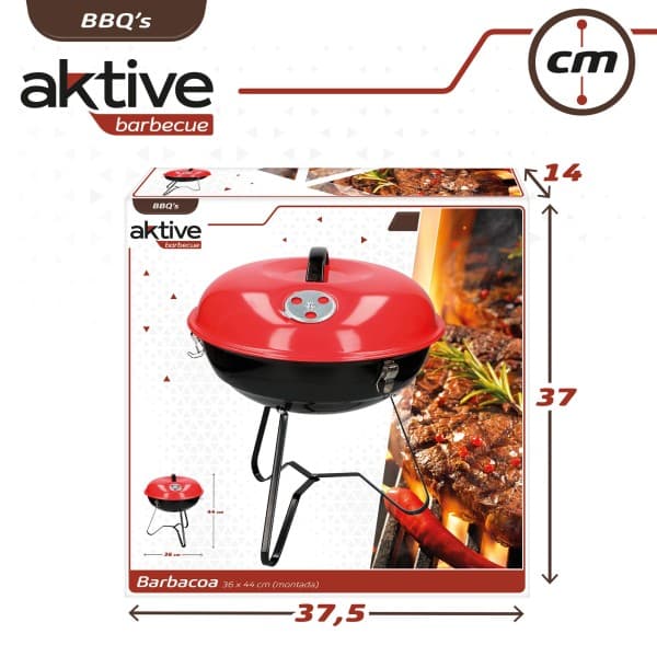 Barbacoa de carbón redonda con tapa Aktive 36 cm: contenido de la caja