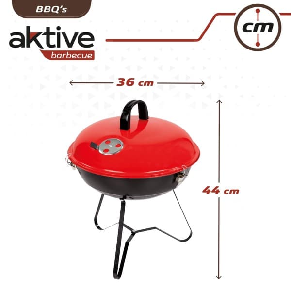 Barbacoa de carbón redonda con tapa Aktive 36 cm: medidas y dimensiones