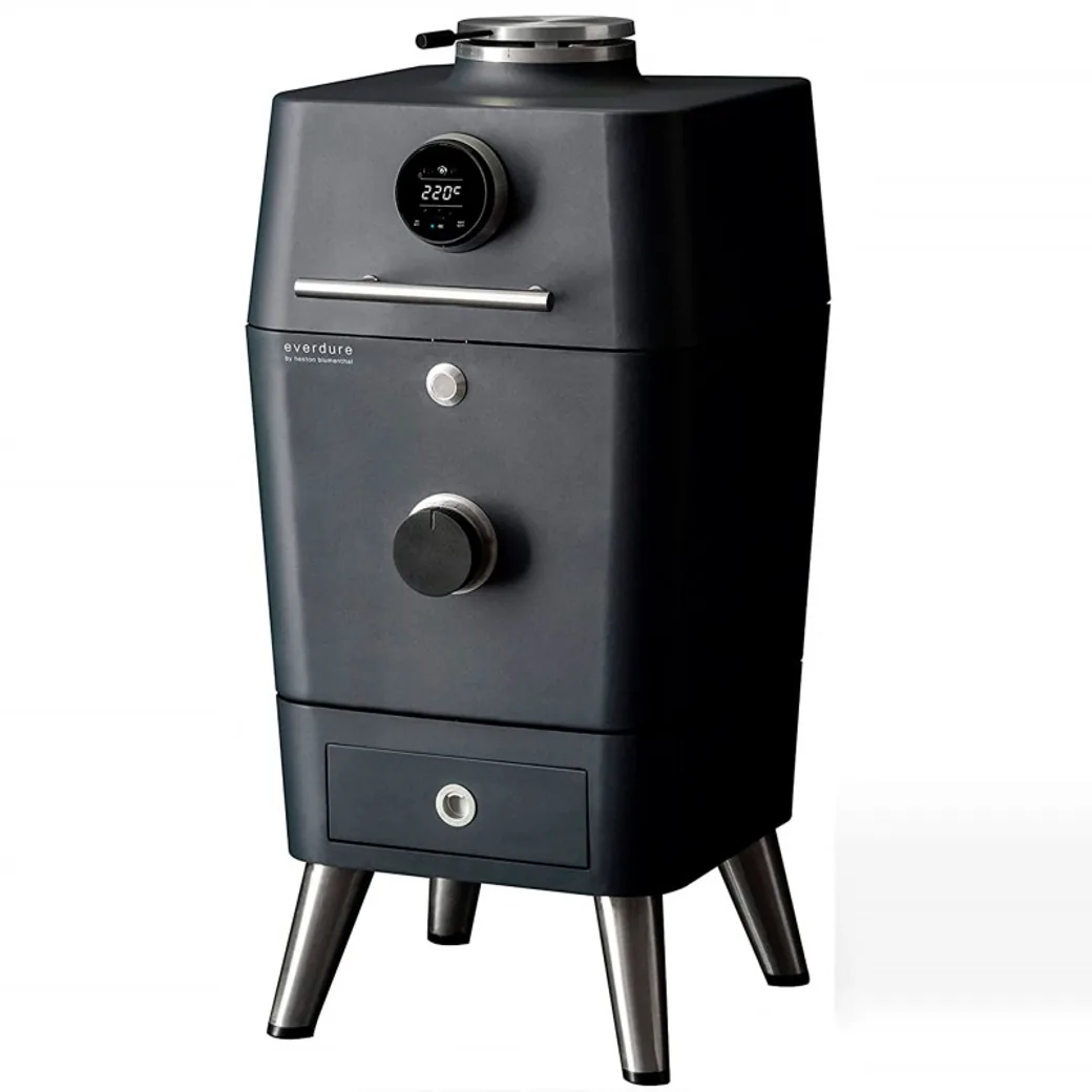 Barbacoa de carbón Everdure 4K con encendido eléctrico y control digital: vista lateral