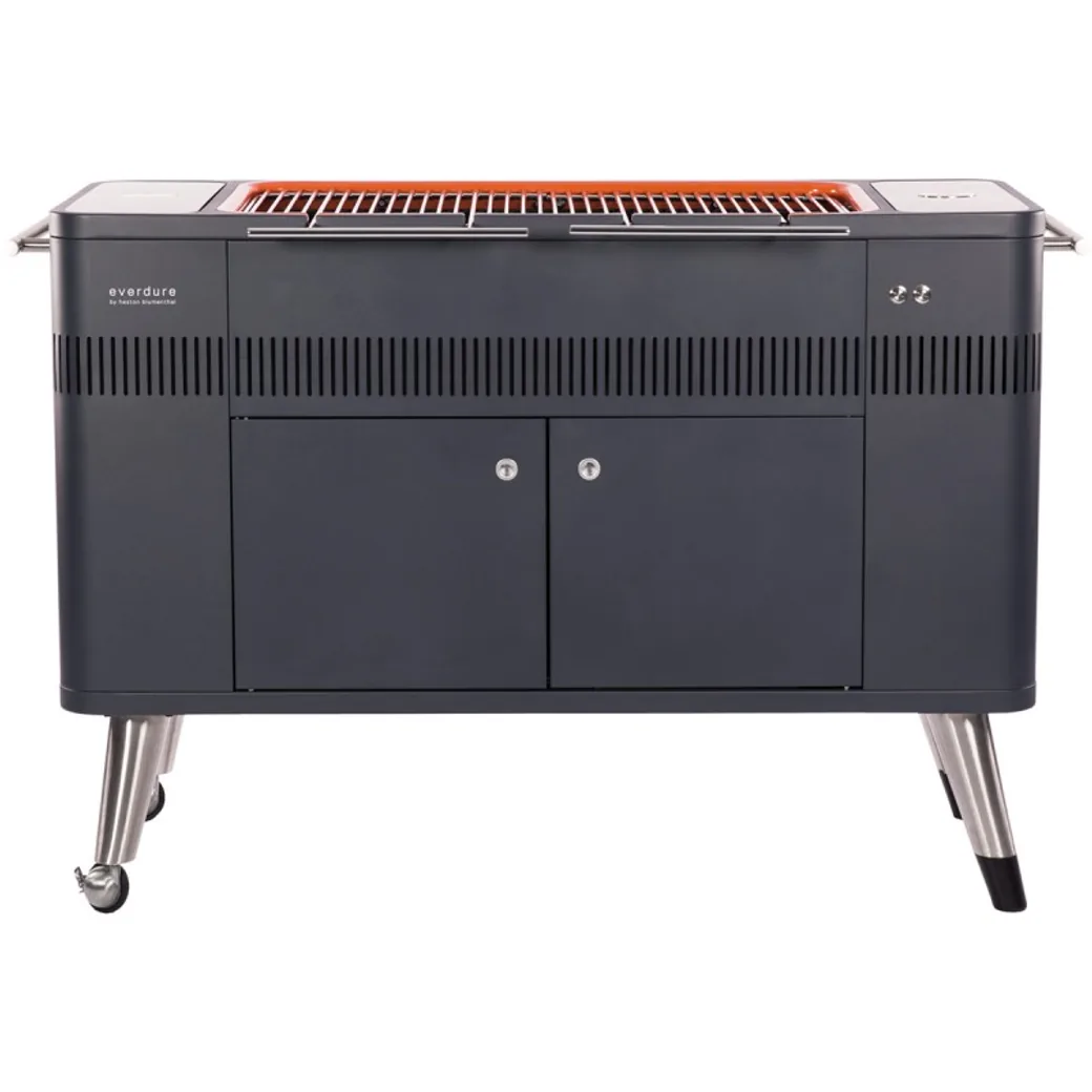 Barbacoa de carbón Everdure HUB con encendido eléctrico y rustidor — barbacoa de carbón con rustidor
