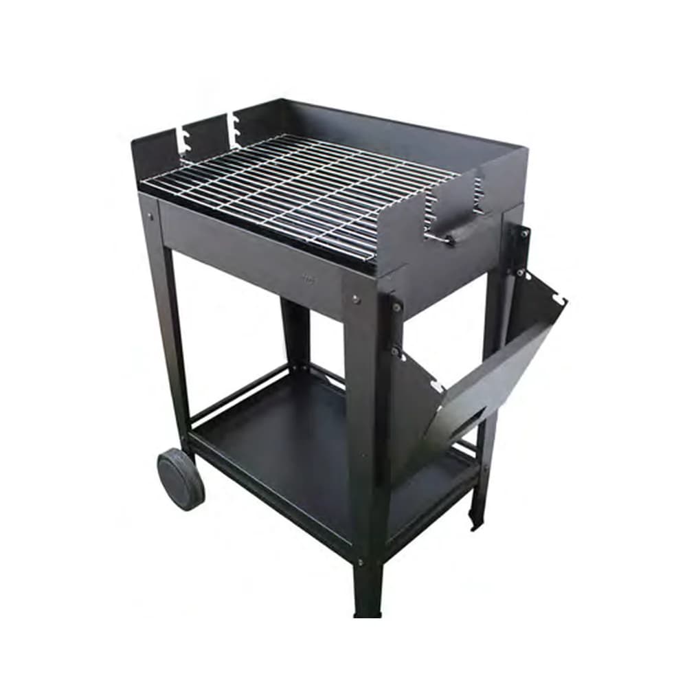 Barbacoa de carbón Imor Denia con bandeja lateral plegable: plegada para guardar o transportar