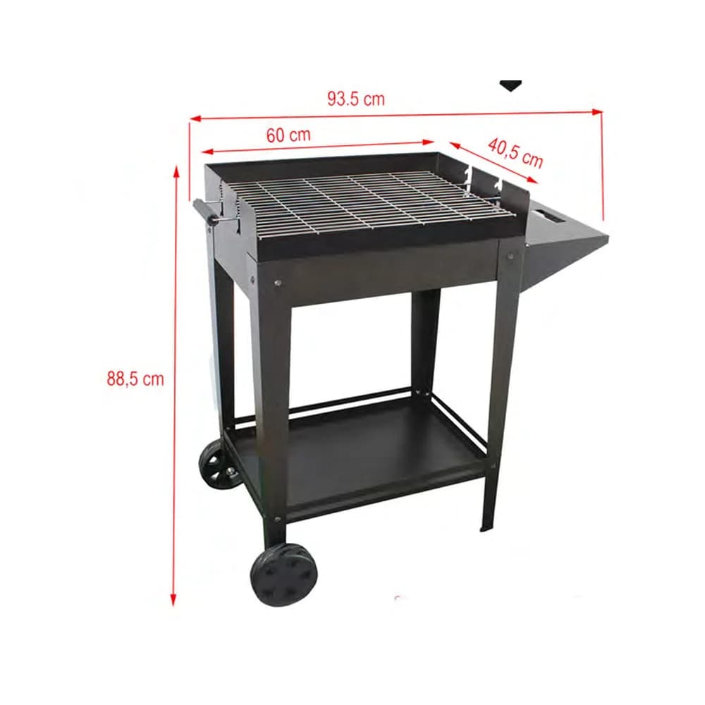 Barbacoa de carbón Imor Denia con bandeja lateral plegable: medidas y dimensiones