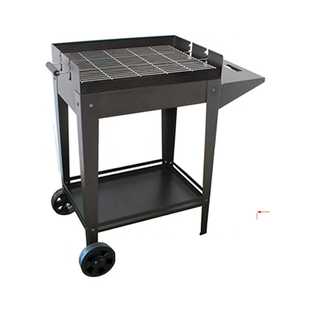 Barbacoa de carbón Imor Denia con bandeja lateral plegable: vista lateral