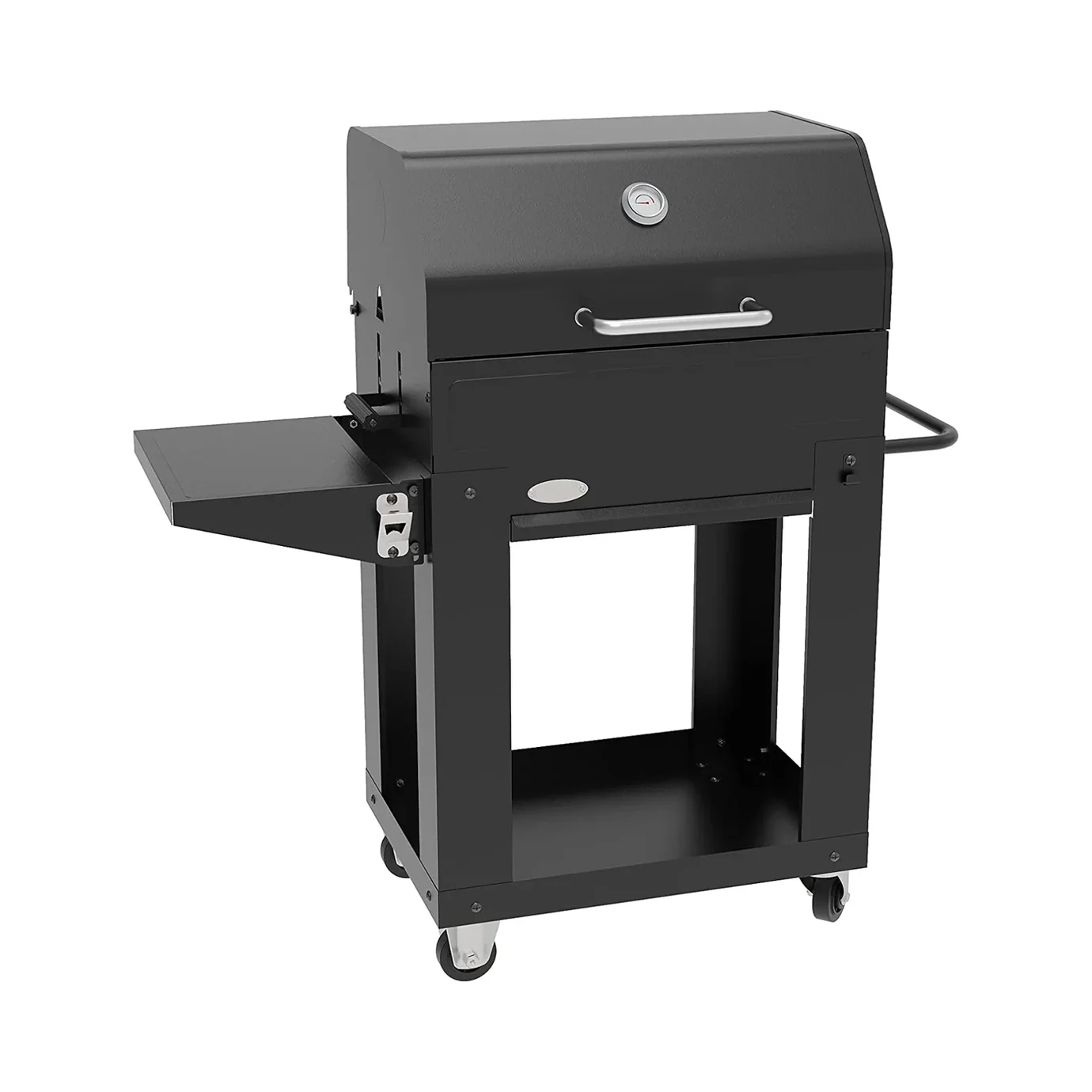 Barbacoa de carbón Imor Miranda con tapa para parrilladas y ahumados: vista lateral