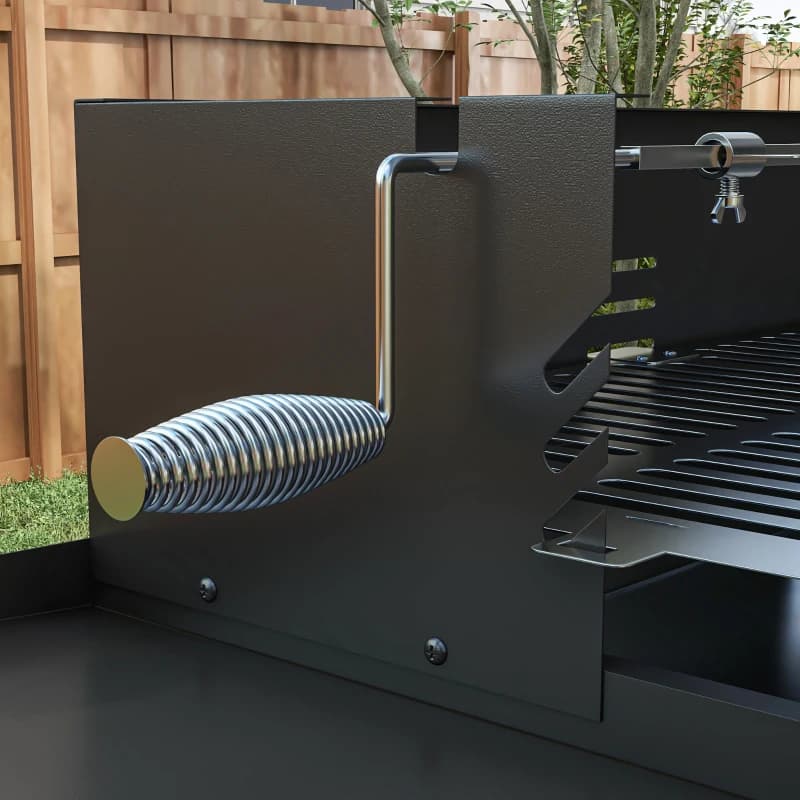 Barbacoa de carbón Outsunny 118 cm con asador de manivela y paravientos — asador de pollos a la brasa