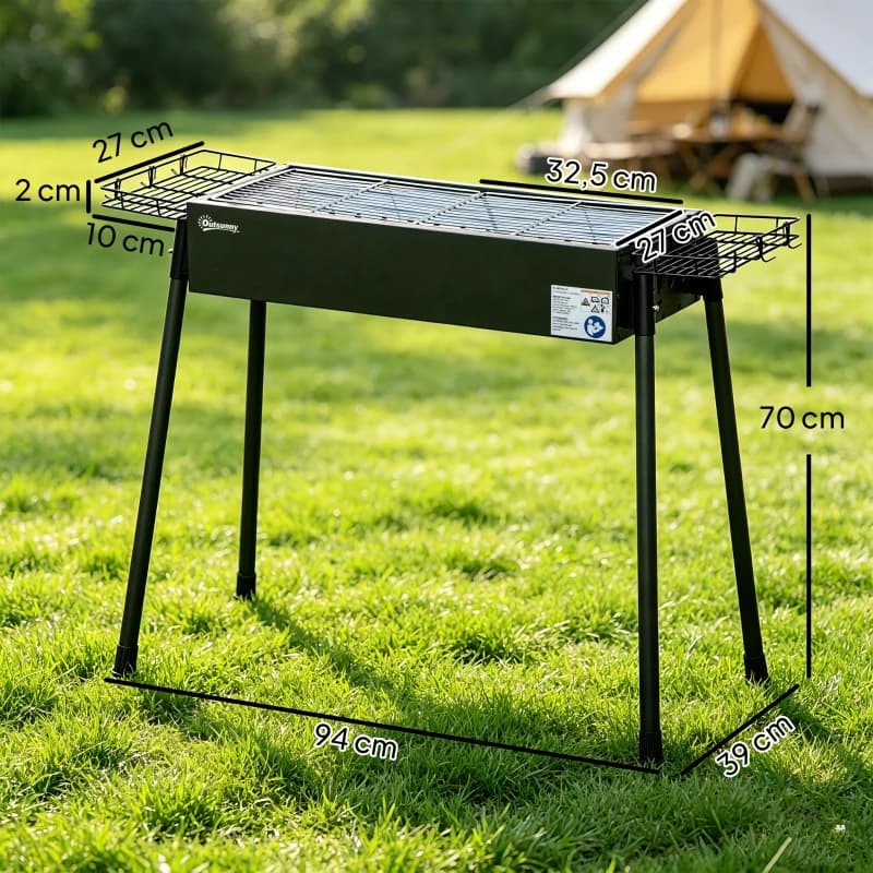Barbacoa de carbón portátil Outsunny 94 cm con 2 parrillas de acero inoxidable: medidas y dimensiones