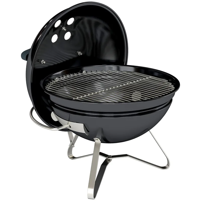 Barbacoa de carbón Outsunny redonda portátil con tapa Ø41 cm — barbacoa de carbón portátil