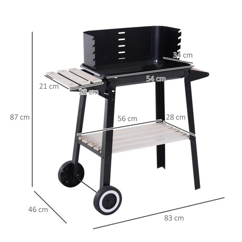 Barbacoa de carbón Outsunny con parrilla ajustable en 5 alturas 87 cm — barbacoa de carbón
