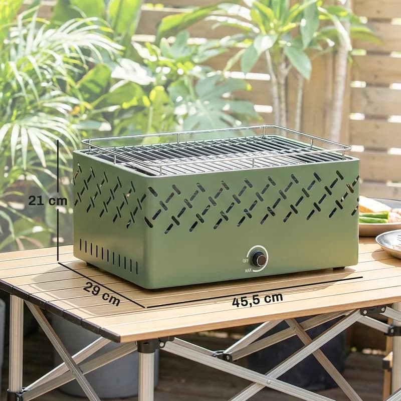 Barbacoa de carbón Outsunny de sobremesa con ventilador 45 cm — barbacoa de carbón de sobremesa