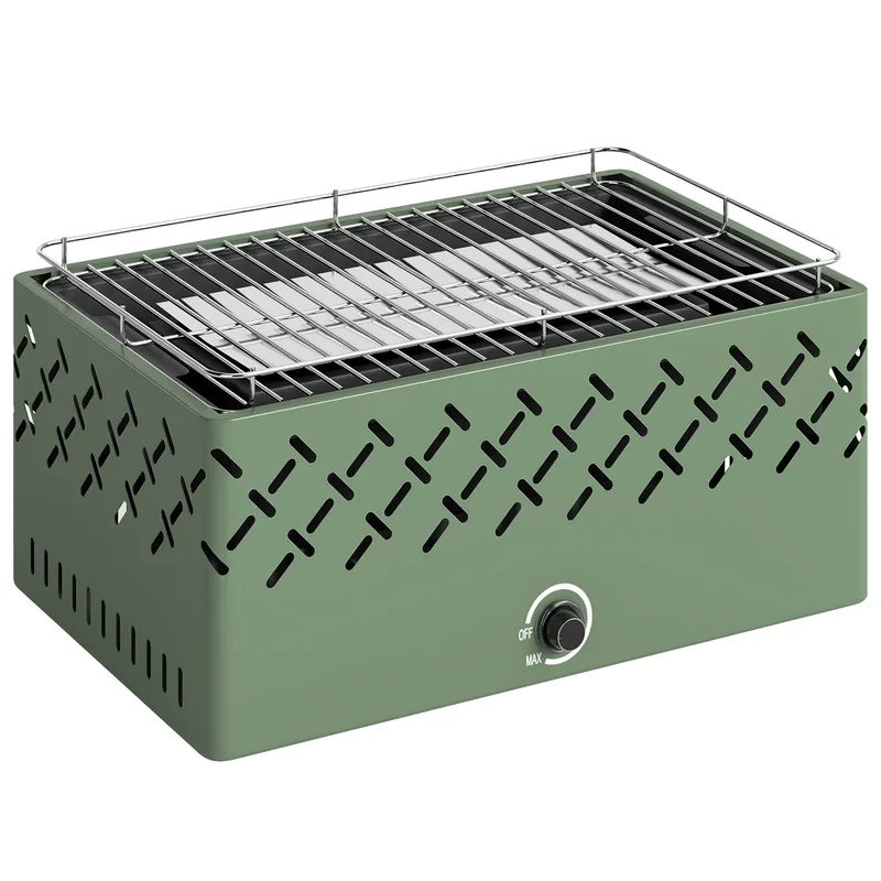 Barbacoa de carbón Outsunny de sobremesa con ventilador 45 cm — barbacoa de carbón de sobremesa