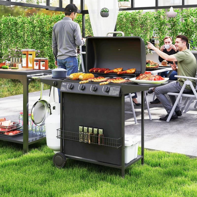 Barbacoa de gas Outsunny 4+1 quemadores 121 cm — barbacoa de gas