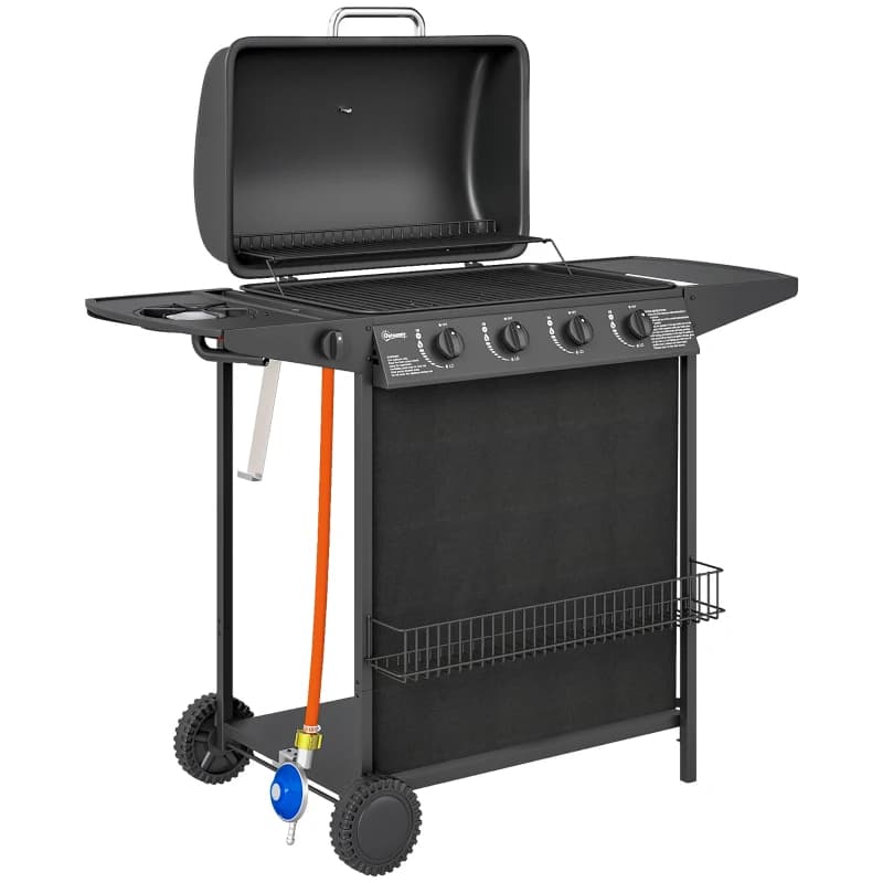 Barbacoa de gas Outsunny 4+1 quemadores 121 cm — barbacoa de gas