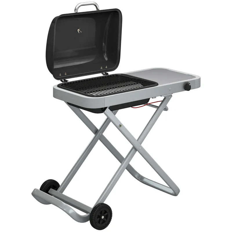 Barbacoa de gas plegable Outsunny tipo maleta 2,5 kW con ruedas — barbacoa de gas plegable
