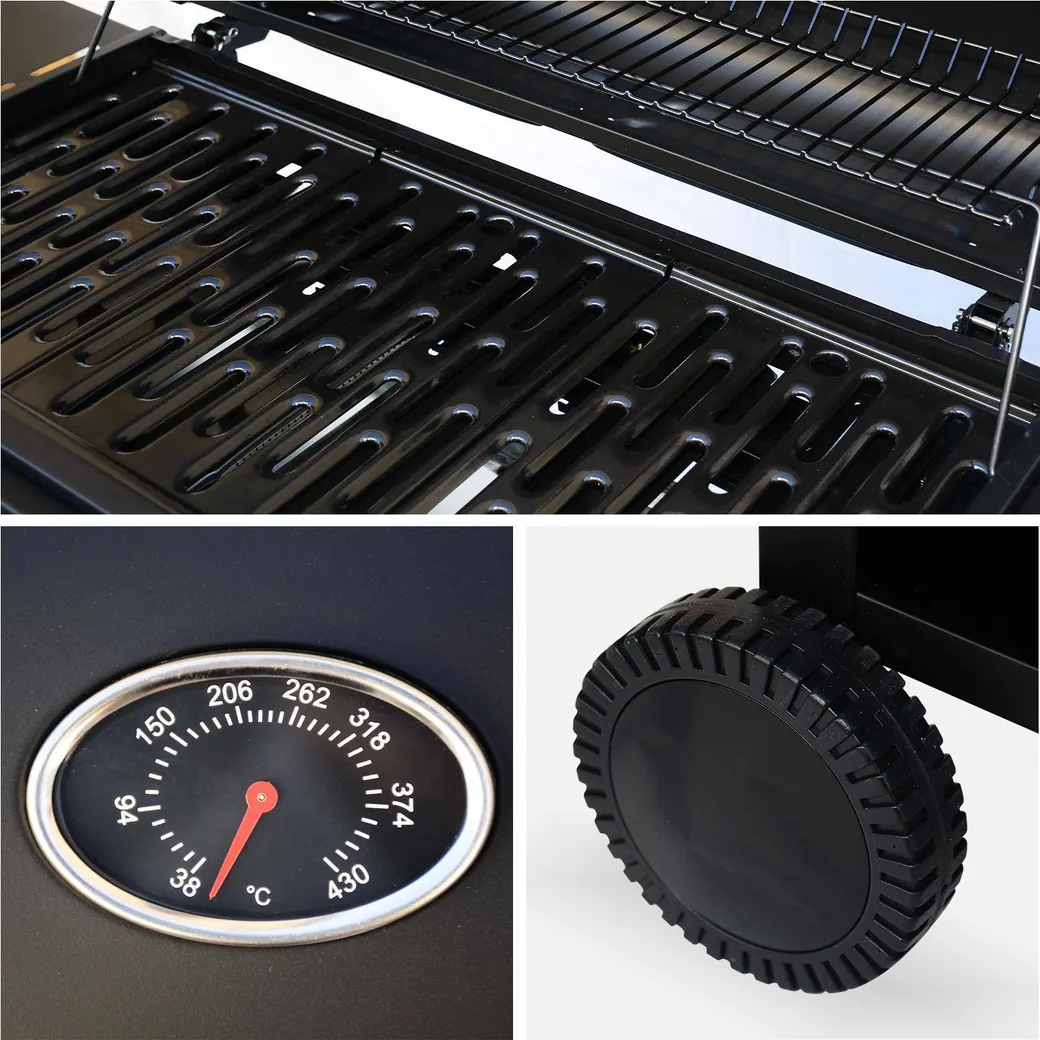 Barbacoa de gas Treville 6+1 quemadores 12,9 kW con armario y ruedas: detalle de la parrilla