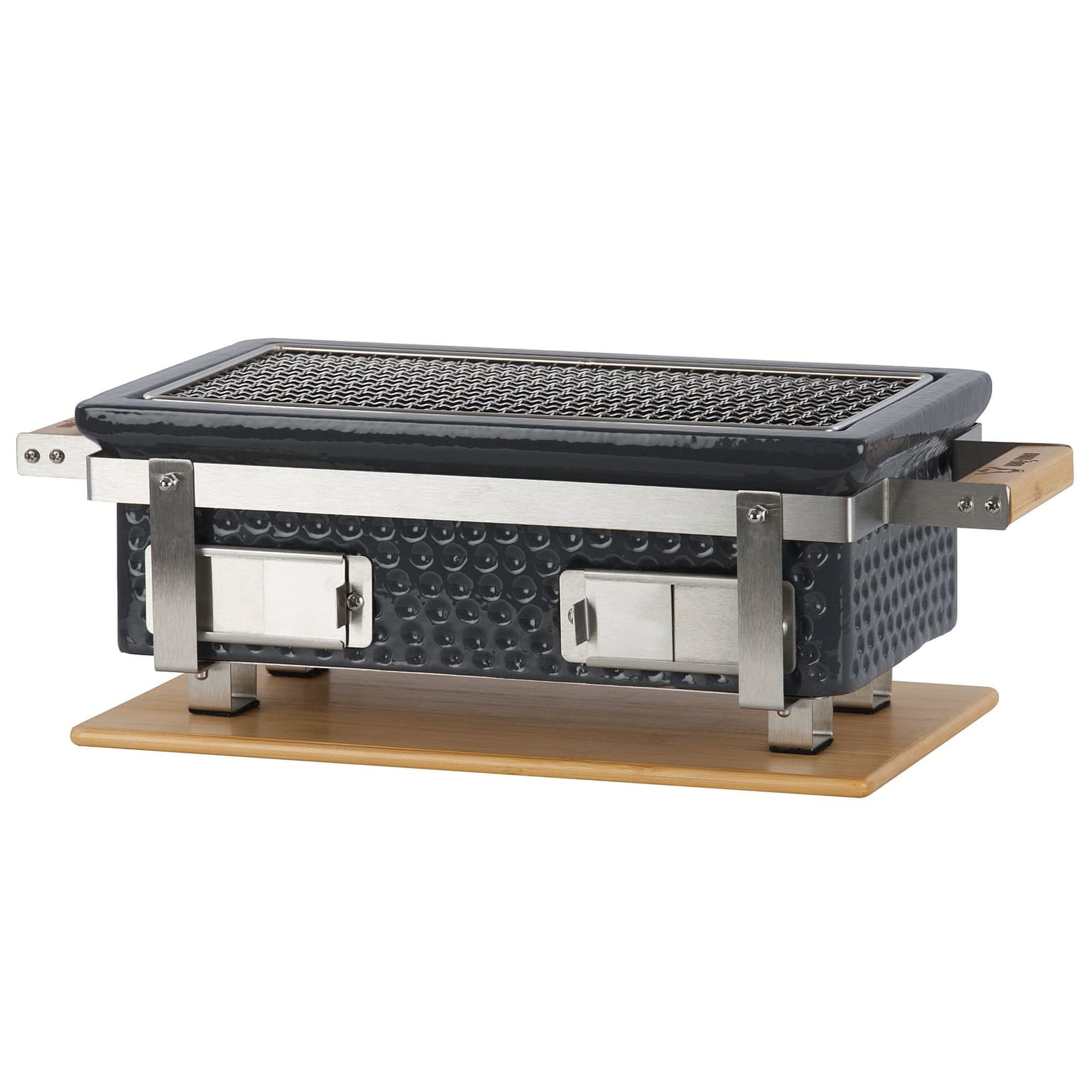 Barbacoa de Mesa Cerámica BBQ-Toro con Base Madera — barbacoa mesa cerámica