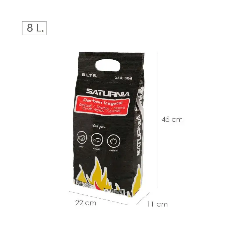 Carbón vegetal SATURNIA bolsa de 8 litros — carbón vegetal