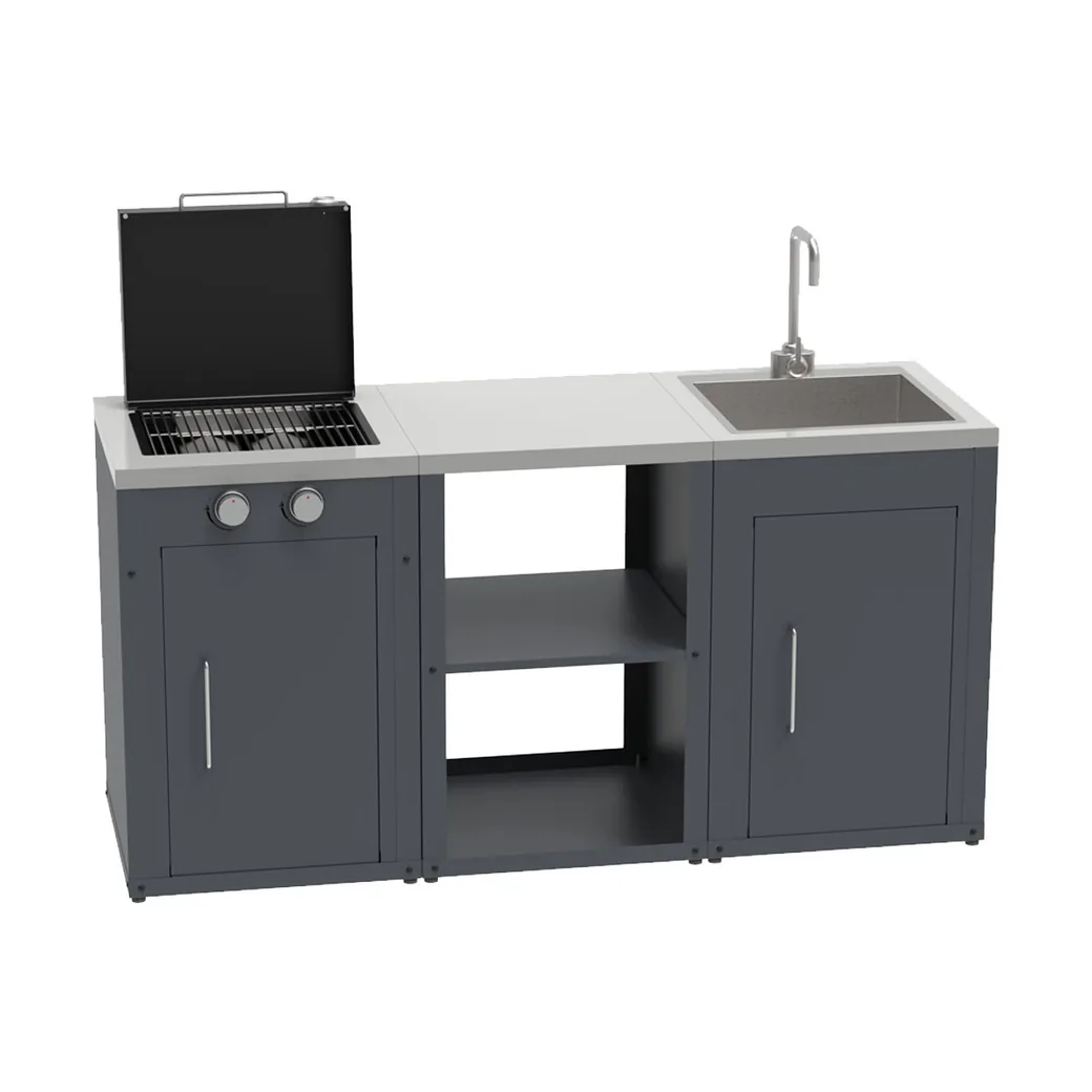 Cocina de exterior modular Imor MOCA con barbacoa de gas, balda y fregadero — cocina de exterior modular