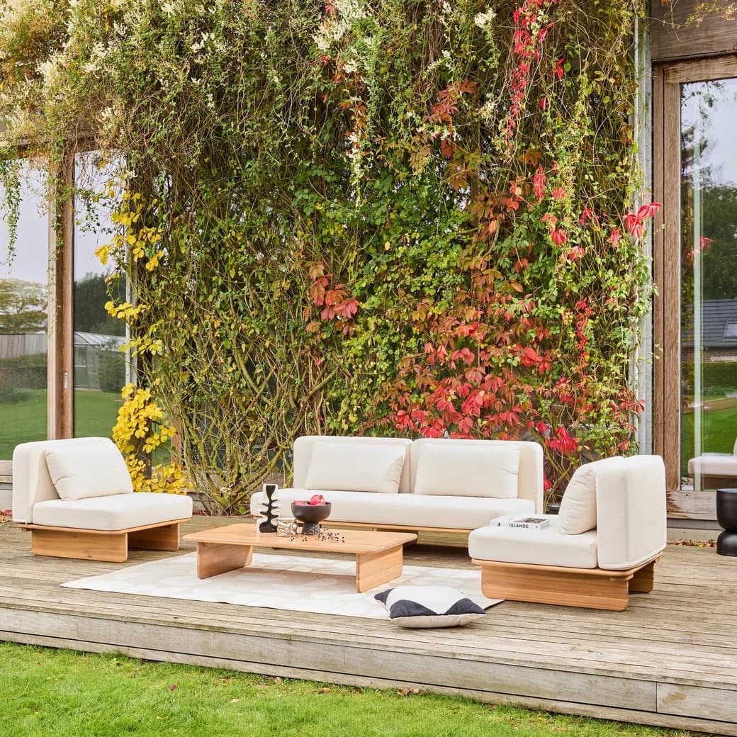 Conjunto de muebles de jardín de madera Armonia 4 plazas beige