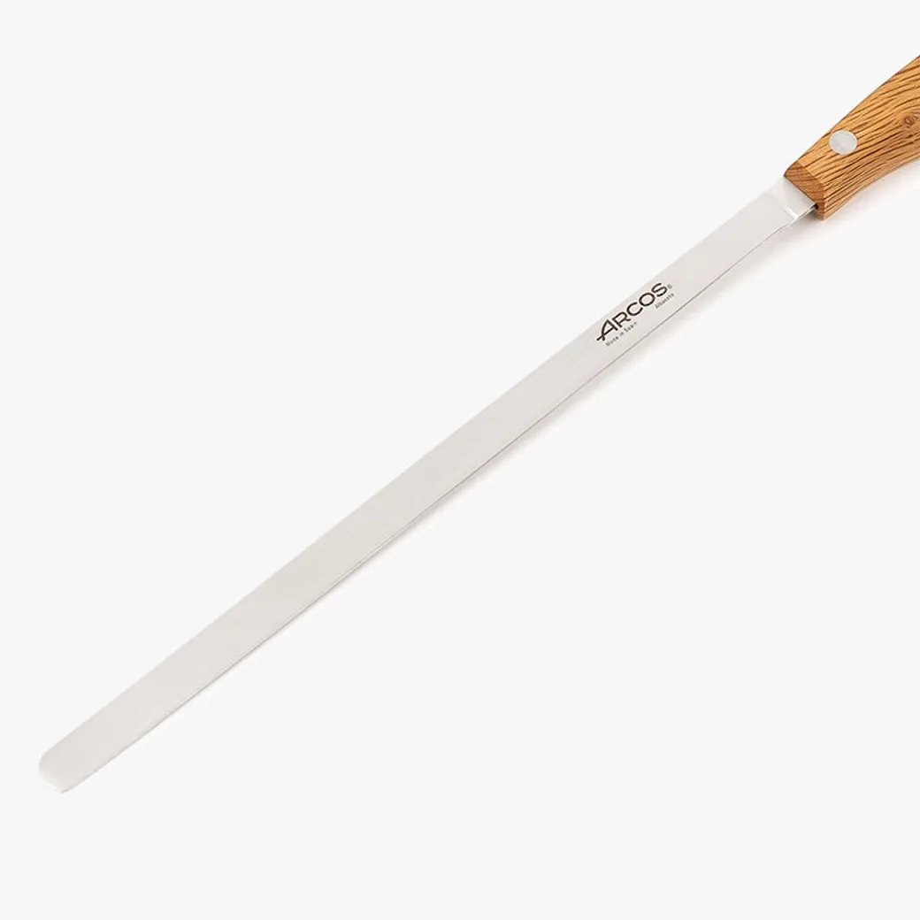Cuchillo jamonero Arcos José Andrés 240 mm ligero con mango de encina: detalle de la hoja de acero