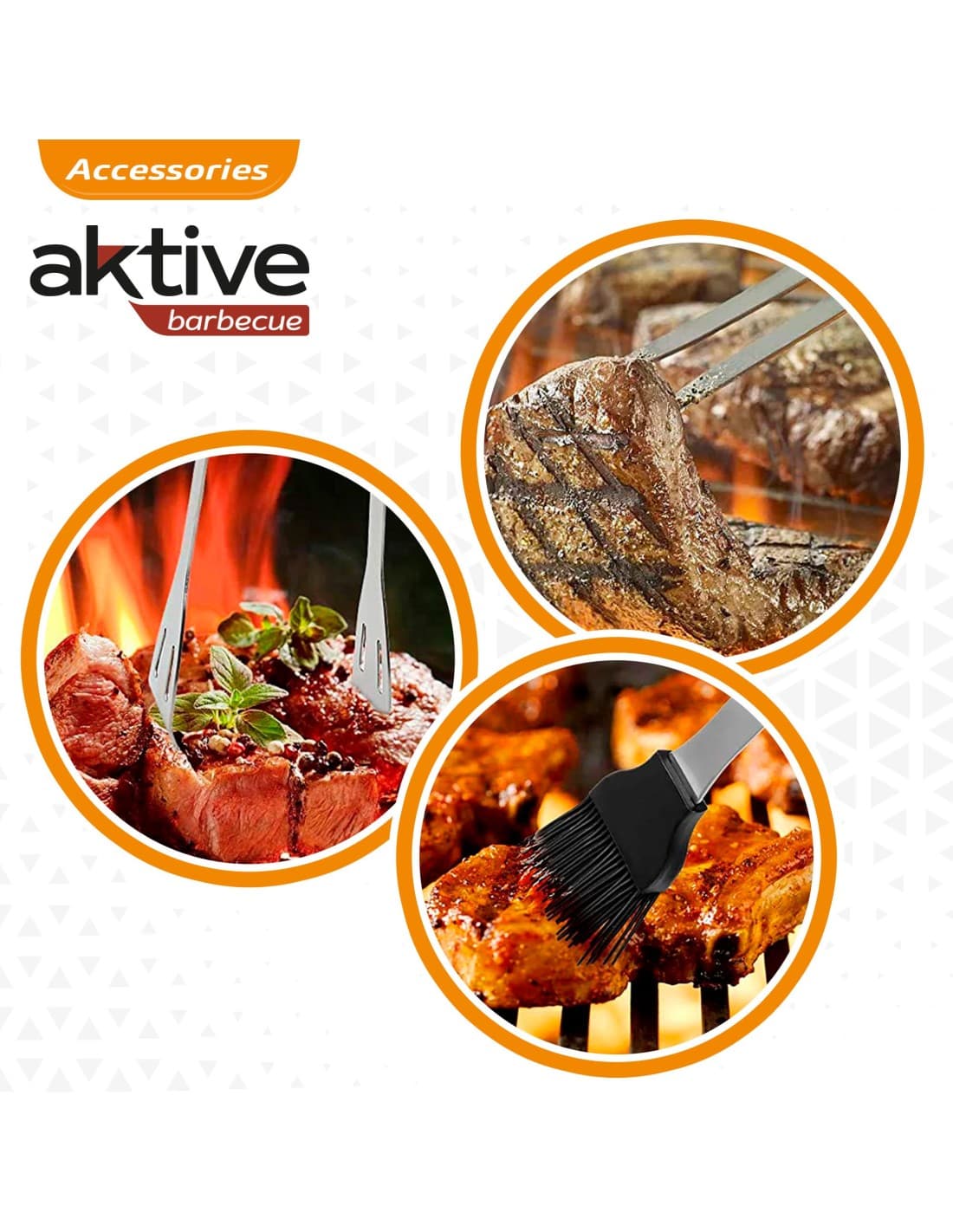Estuche de utensilios para barbacoa Aktive 5 piezas acero inoxidable — utensilios de barbacoa