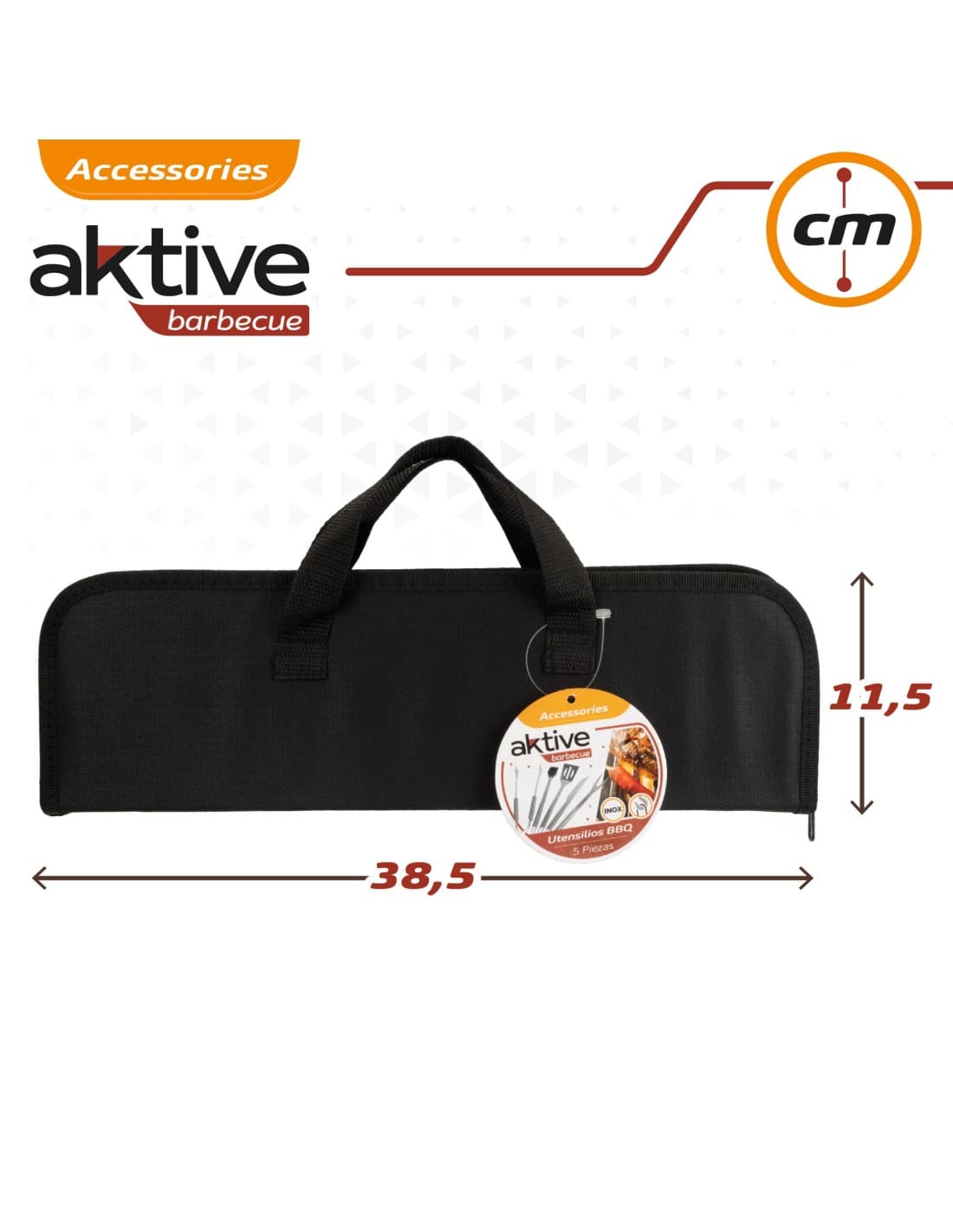 Estuche de utensilios para barbacoa Aktive 5 piezas acero inoxidable: estuche cerrado