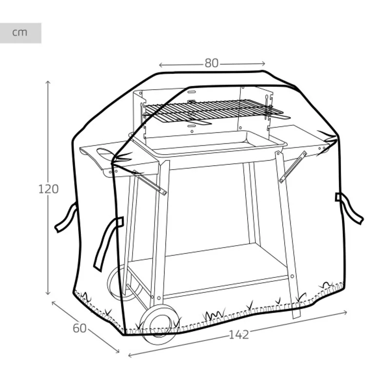 Funda para barbacoa impermeable Aktive 142x60x120 cm: medidas y dimensiones