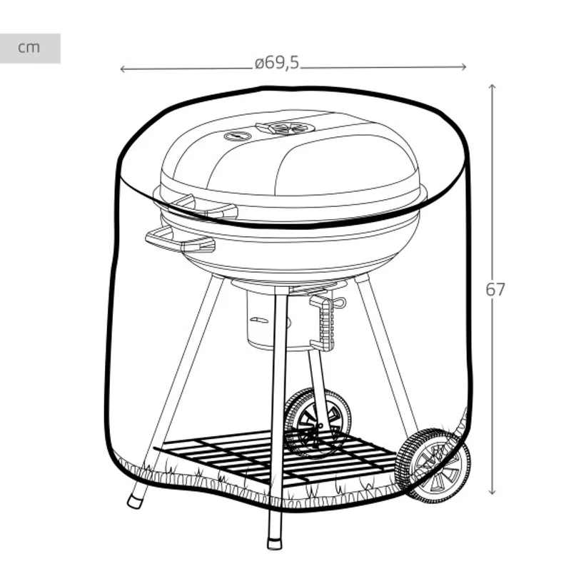 Funda para barbacoa impermeable Aktive redonda Ø69,5x67 cm: medidas y dimensiones