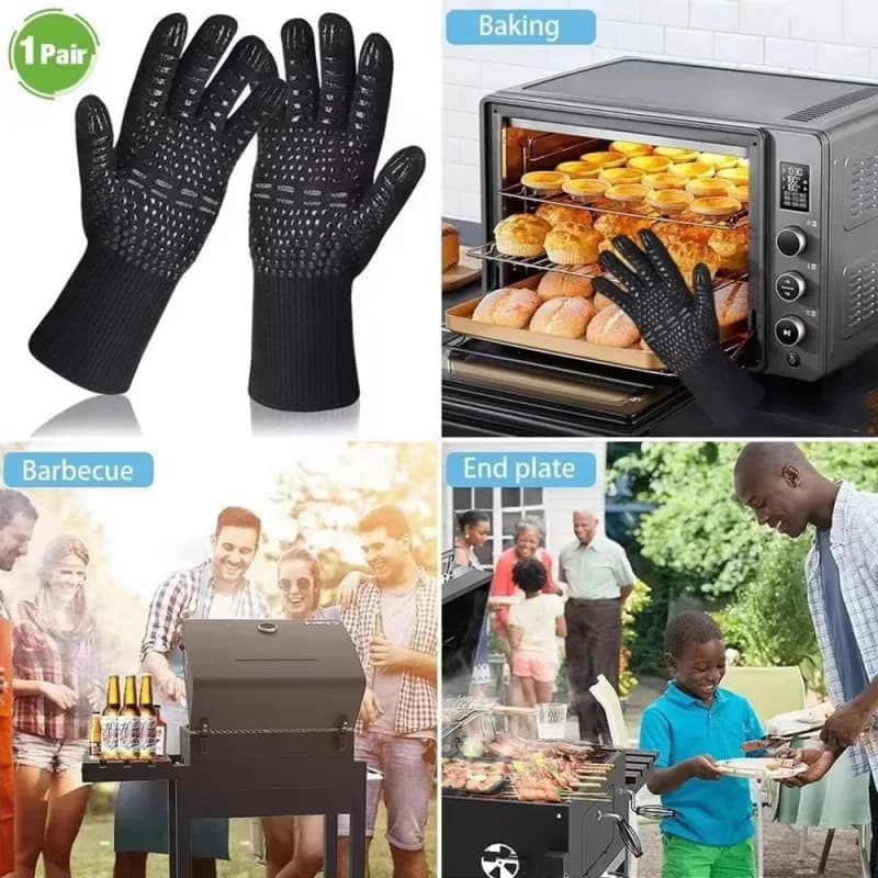 Guantes para barbacoa resistentes al calor hasta 800 °C (par): las superficies en las que se puede usar