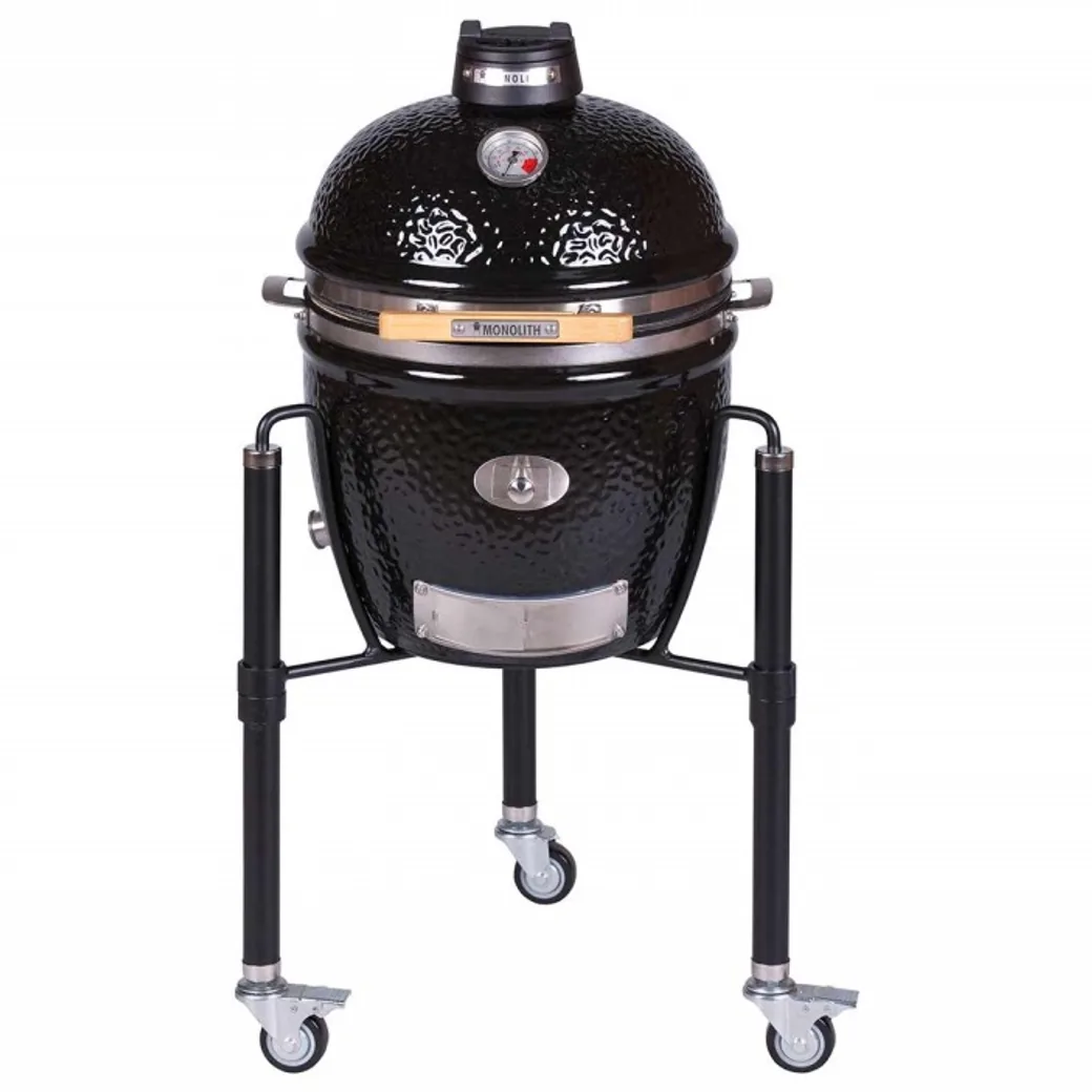 Kamado Monolith Junior 33 cm Serie Pro 2.0 con carro y piedra deflectora