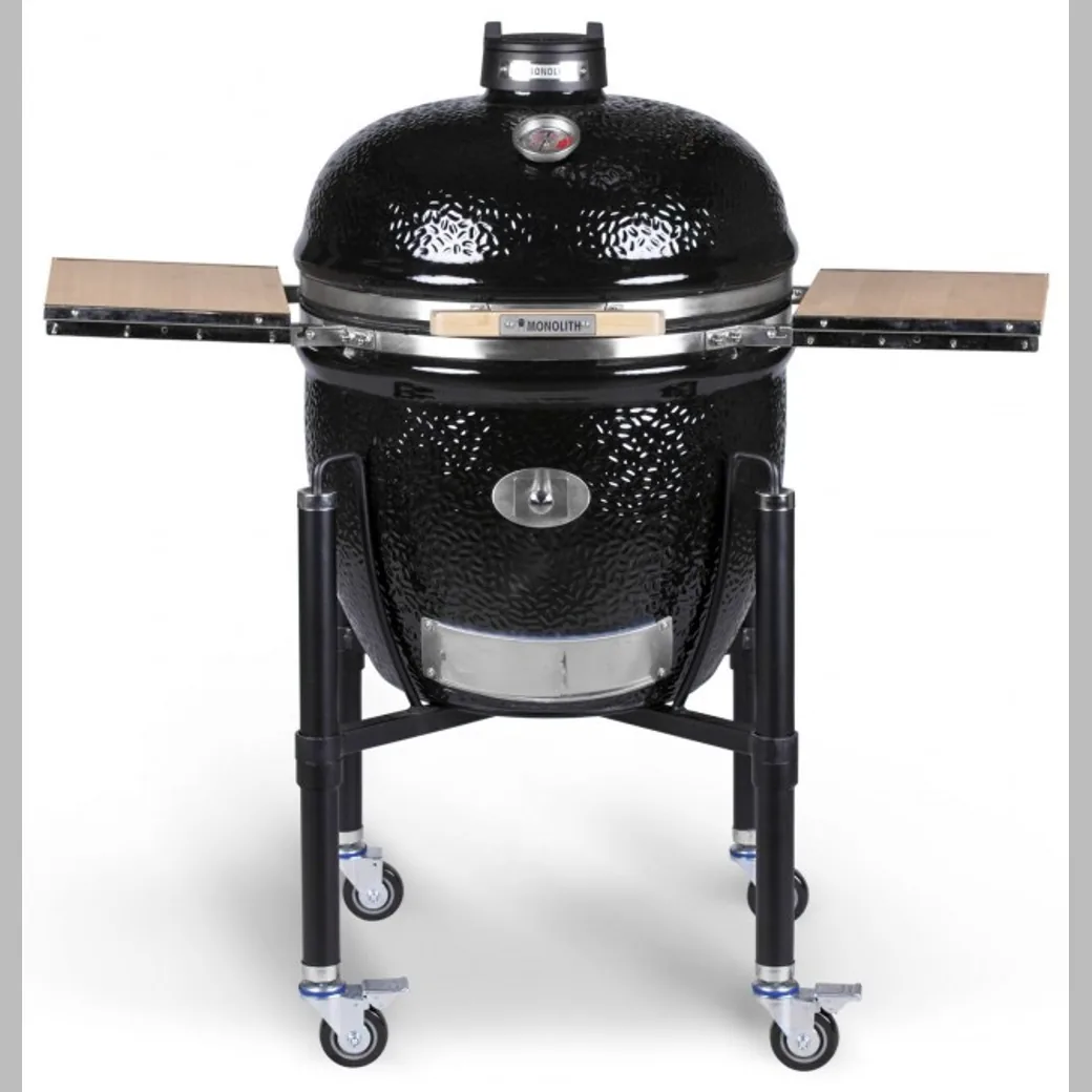 Kamado Monolith LeChef 55 cm Serie Pro 2.0 con carro y mesas de bambú — kamado grande