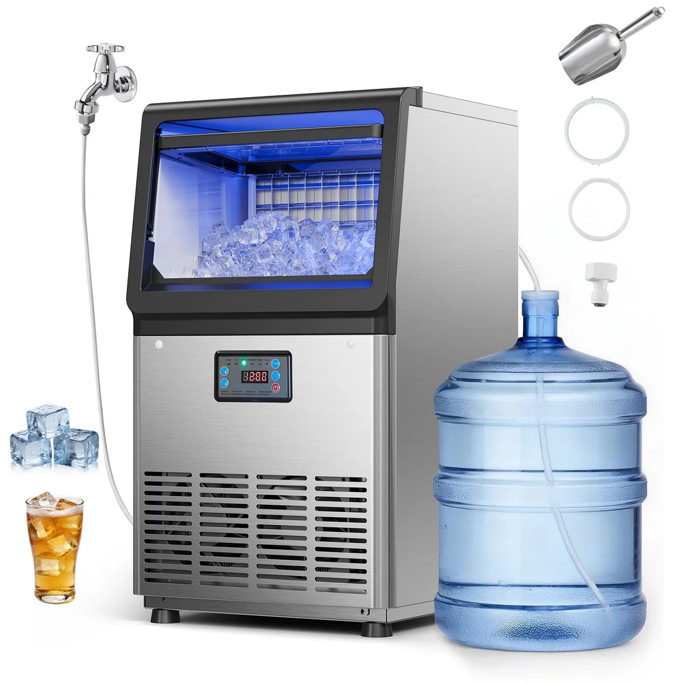 Máquina de hielo comercial Vevor 41 kg/24h con doble entrada de agua — máquina de hielo comercial