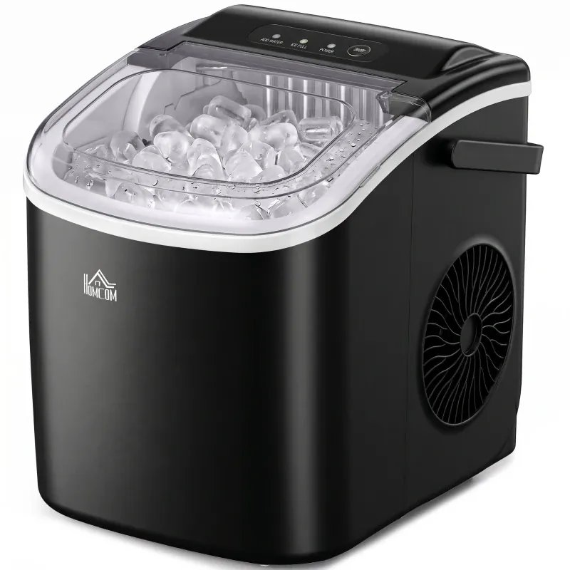 Máquina de hielo de sobremesa HOMCOM 12 kg/24h negra — máquina de hielo doméstica