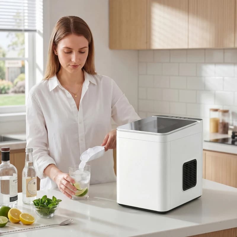 Máquina de hielo de sobremesa HOMCOM autolimpiante 12 kg/24h — accesorios barbacoa