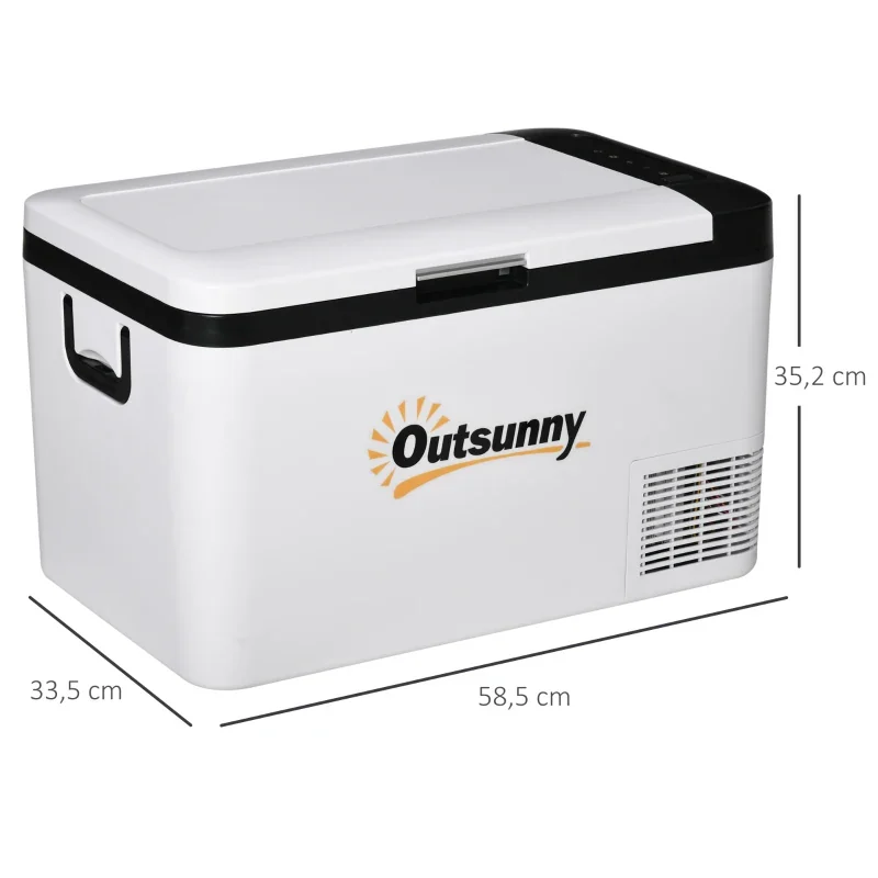 Nevera congelador portátil Outsunny 25 L compresor 12/24 V -20 °C: medidas y dimensiones