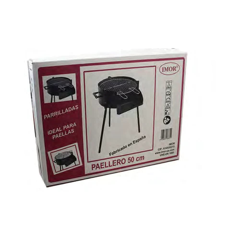 Paellero Imor de 50 cm para leña y carbón con parrilla: contenido de la caja