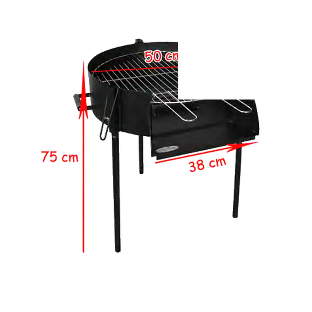Paellero Imor de 50 cm para leña y carbón con parrilla: cajón de carbón extraíble por la puerta frontal