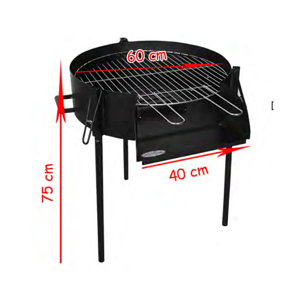 Paellero Imor de 60 cm para leña y carbón con parrilla: medidas y dimensiones