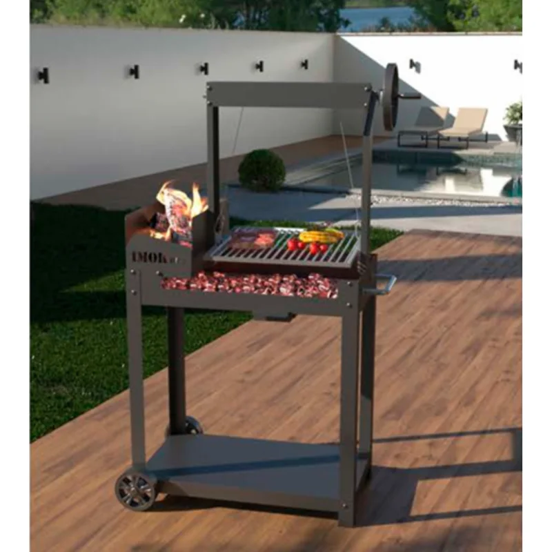 Parrilla argentina Imor Argengrill con brasero lateral y ladrillo refractario: puesta sobre la barbacoa en el jardín