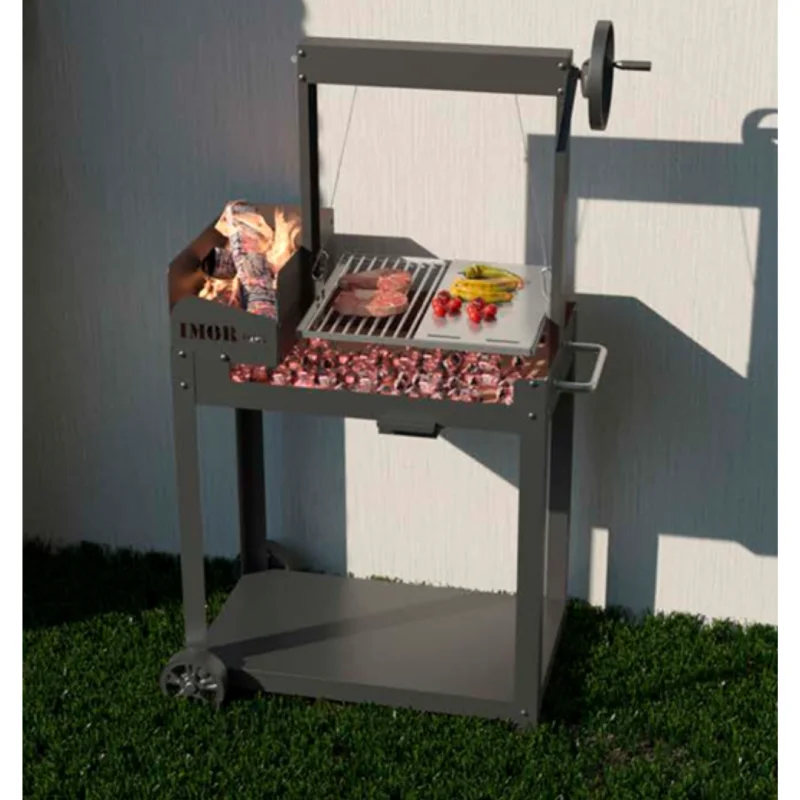 Parrilla argentina Imor Argengrill con brasero lateral y ladrillo refractario — parrilla argentina pequeña