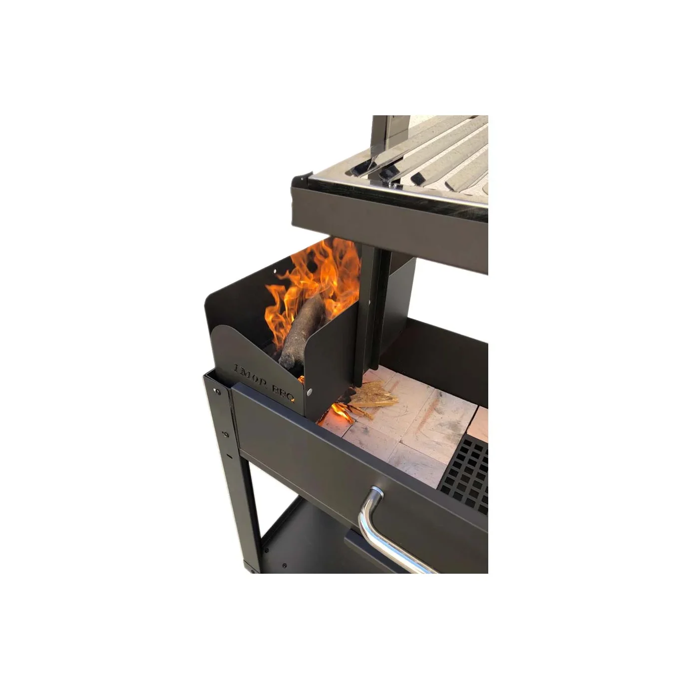 Parrilla argentina Imor Leñagrill con brasero y parrilla en V de acero inoxidable — parrilla argentina