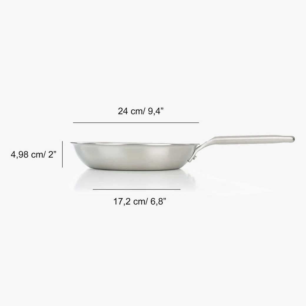 Sartén de acero inoxidable Arcos Samoa 24 cm sin antiadherente, para inducción: medidas y dimensiones