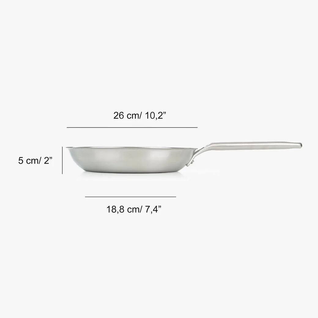 Sartén de acero inoxidable Arcos Samoa 26 cm sin antiadherente, para inducción: medidas y dimensiones