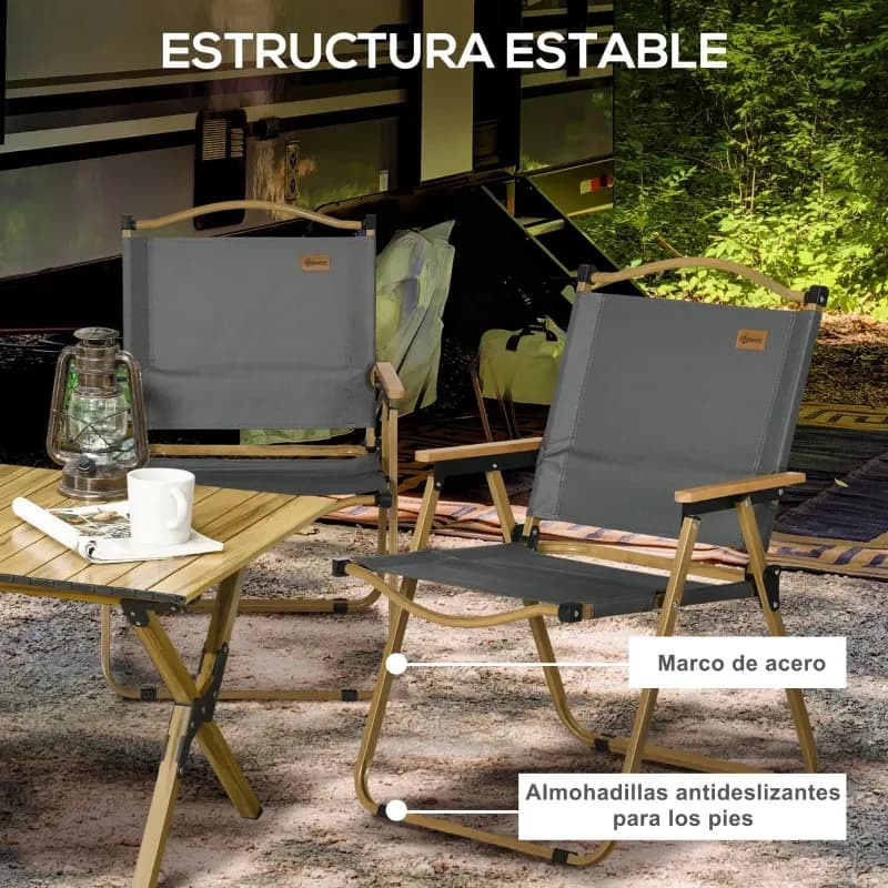 Set 2 sillas de camping plegables Outsunny Oxford — sillas de camping plegables