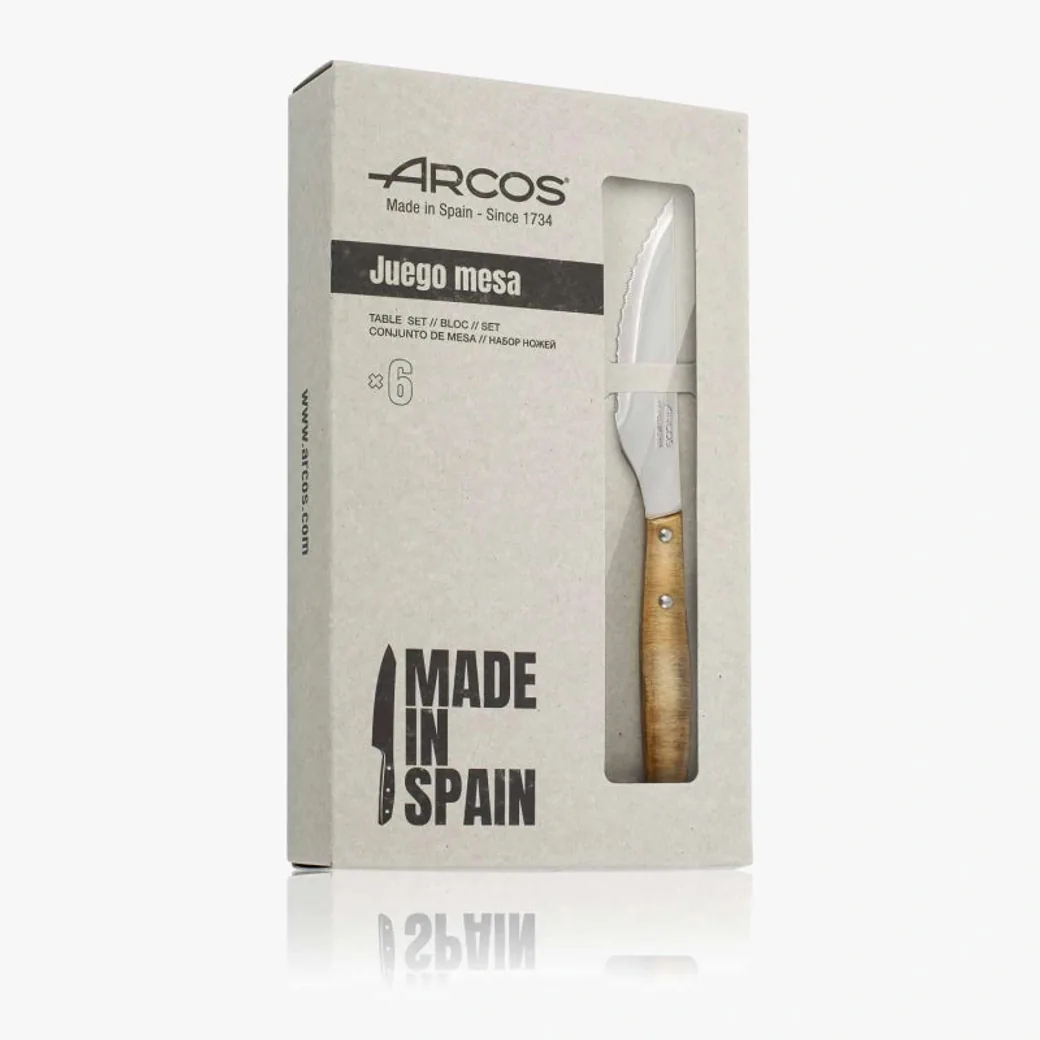 Set de cuchillos para barbacoa Arcos Forest, 6 chuleteros de madera
